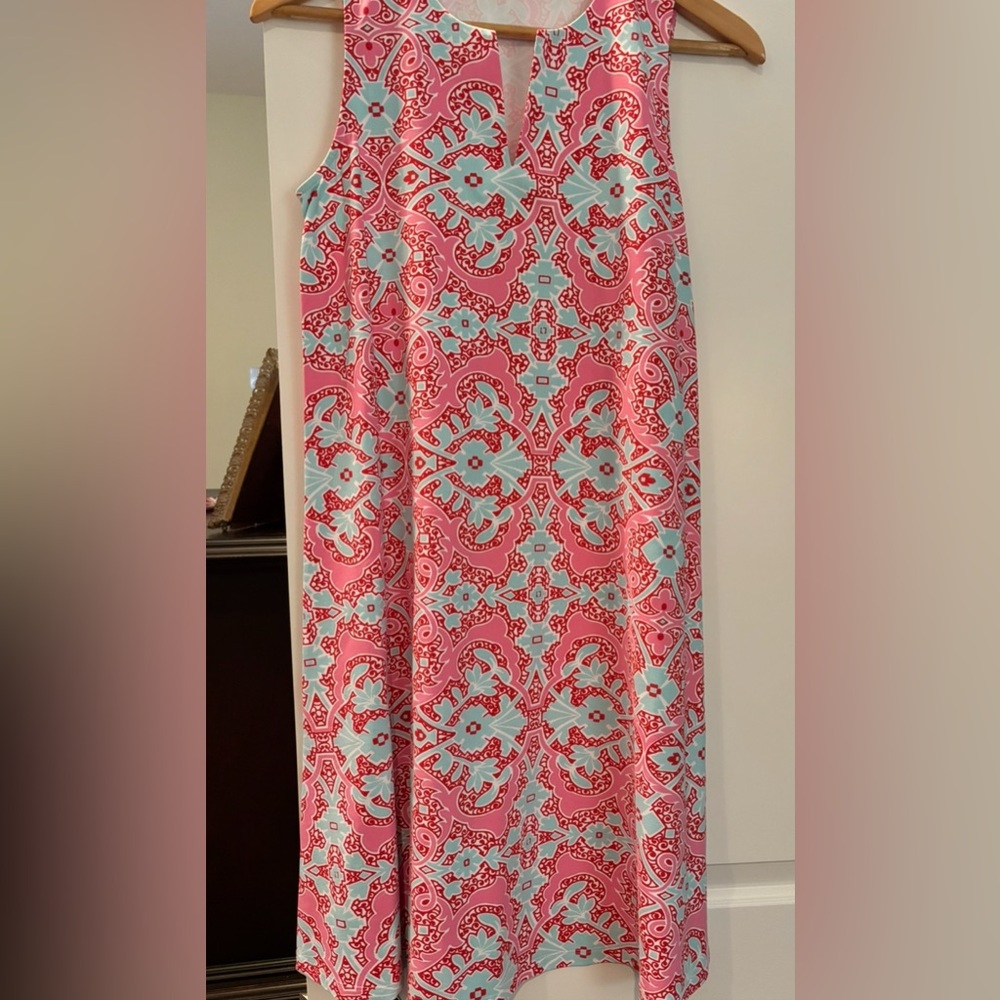 J. McLaughlin Pink and Blue Patterned Women's Dress
